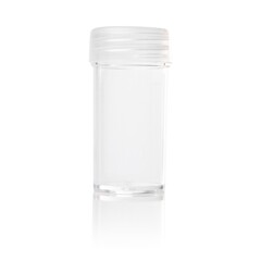 isolated empty plastic transparent container for cosmetics