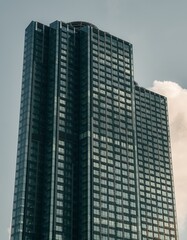 Skyscraper in the downtown. Modern tall building used with composite materials. New building situated in Istanbul, Turkey