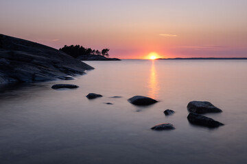 Fototapeta na wymiar Beautiful sunset on the sea, Finland