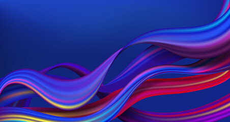Modern colorful flow poster. Wave Liquid shape on dark blue color background.