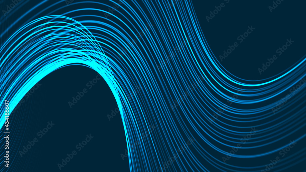 Fototapete abstract background with a dinamic wave. big data. network connection structure. 3d rendering.