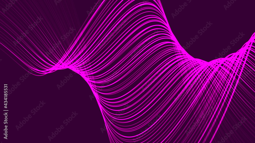 Poster Abstract background with a dinamic wave. Big data. Network connection structure. 3D rendering.