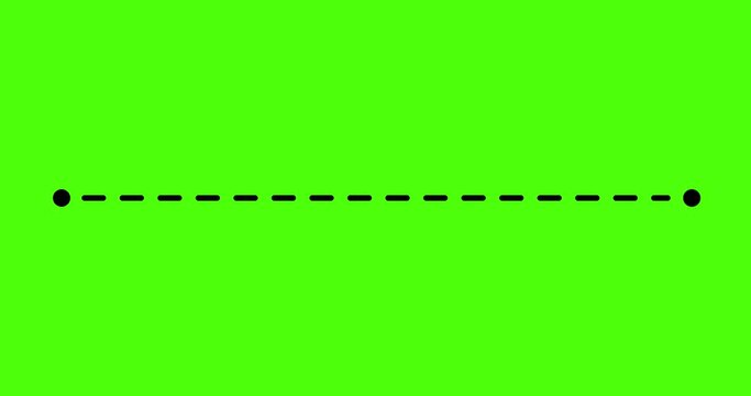 Animation of a path from one point to another. Goal concept. Dotted line. Green screen. 4K
