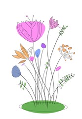 hand draw line art pastel colors fantasy flowers 