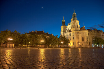 Fototapeta na wymiar Church of St. Nicholas on Old Town Square in Prague