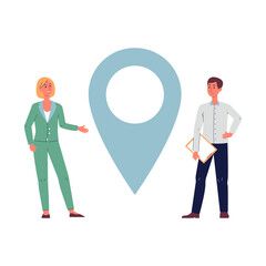 Concept of we are moving and business relocation a flat vector illustration.