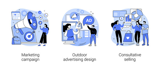 Product promotion abstract concept vector illustrations.