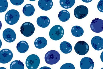 Seamless pattern of blueberries, color, vector