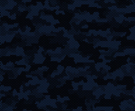 
Blue camouflage digital pattern, vector background, trendy texture for printing clothes, fabric.