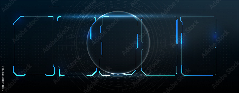 Poster futuristic vector hud interface screen design. digital callouts titles. hud ui gui futuristic user i