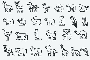 animals icons set vector icon illustration sign 