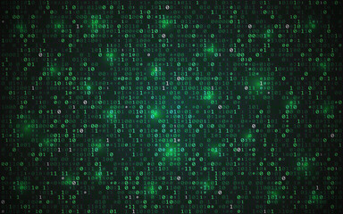 Binary code. Abstract matrix background. Futuristic data design. Digital green screen with data. Cyberpunk texture with random digits. Computer system concept. Vector illustration