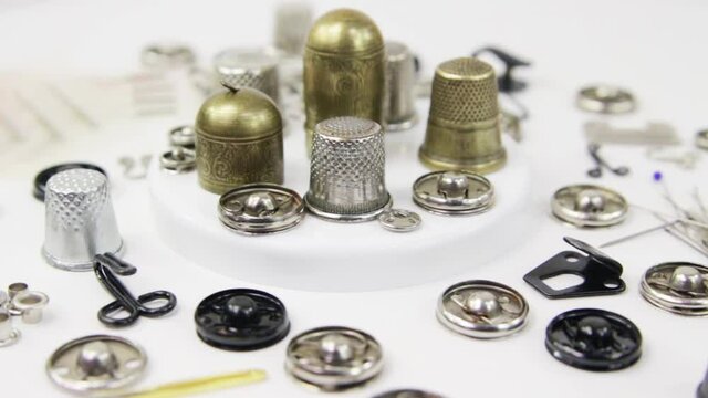 Different metal tools for sewing