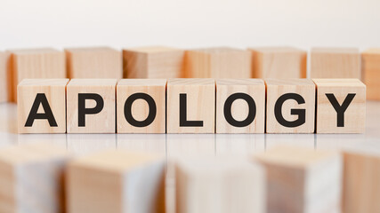 word apology written on wood blocks, concept