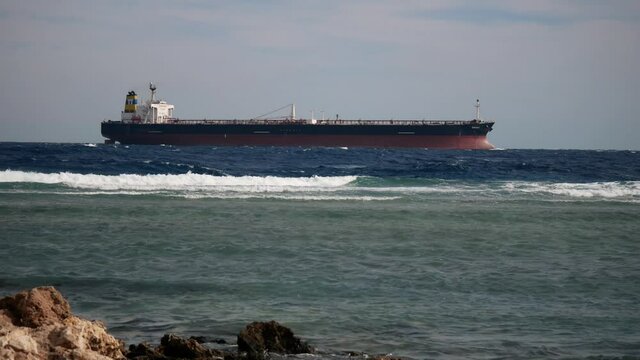Huge tanker cargo ship in the Red Sea. Sharm El Sheikh Egypt
