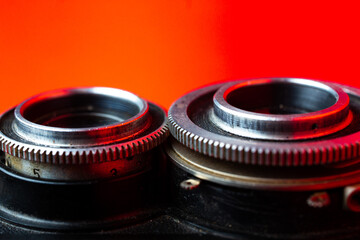 two lenses on the retoro camera close-up.