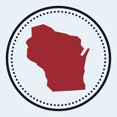 Wisconsin round stamp. Round logo with US state map and title. Stylish minimal Wisconsin badge with map. Vector illustration.