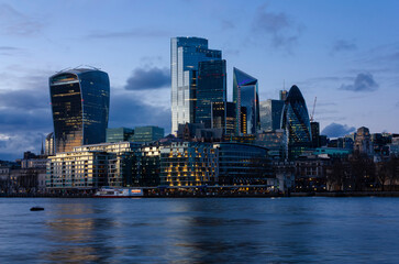 Fototapeta na wymiar A view of the City of London in the evening