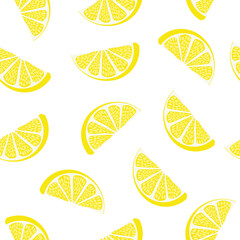 Vector seamless pattern with slices of Lemon on white background.  Designed  for wrapping paper, napkins, fabric.