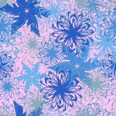 vector seamless pattern of  mandalas on a  background different curlicues and lines