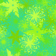 Fototapeta premium vector seamless pattern of mandalas on a background different curlicues and lines