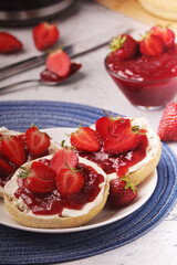 Wheat sandwiches with strawberry marmalade