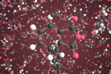 Molecule of phthalic anhydride, conceptual molecular model. Scientific 3d rendering