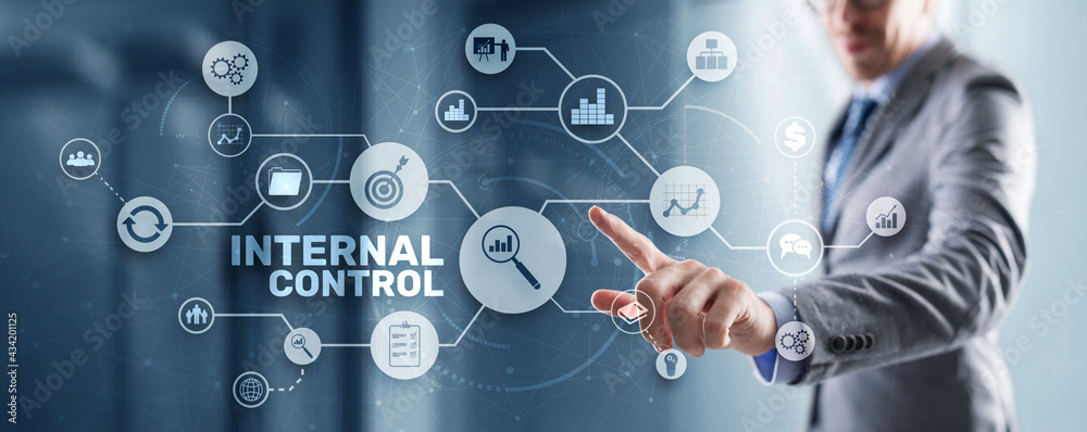 Wall mural internal control on virtual screen. accounting and audit - Wall murals