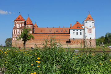 April 29 2014 view of the Old Mir castle in Belarus Mir city