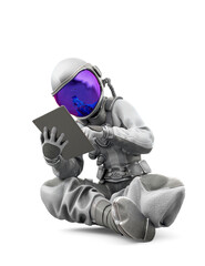 astronaut girl using the tablet