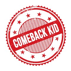 COMEBACK KID text written on red grungy round stamp.