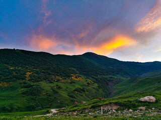 sunset in the mountains