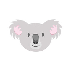 Cute koala face. Australian bear character in childish style for carnival mask, greeting or invitation card, nursery or baby shower party design. Vector cartoon illustration.