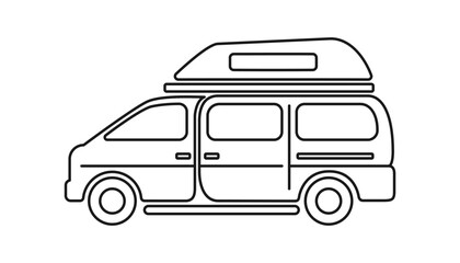 Pop top camper van or travel RV for van life in vector icon