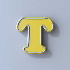 Yellow cartoon font Letter T 3D