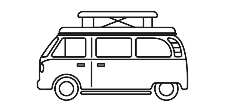 Pop top camper van or travel RV for van life in vector icon