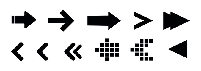 Different arrow sign collection. Black vector arrows.
