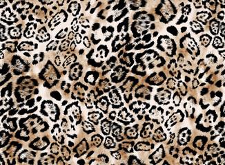 Seamless hand drawing leopard pattern, animal print - obrazy, fototapety, plakaty