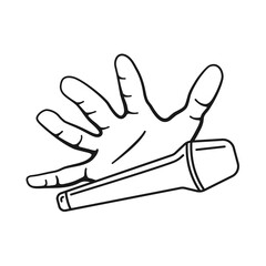 Obraz premium Hand dropping microphone for mic drop concept in vector icon