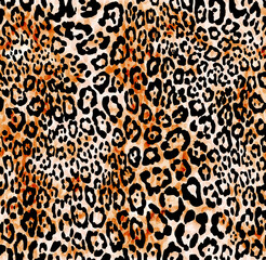 Seamless hand drawing leopard pattern, animal print