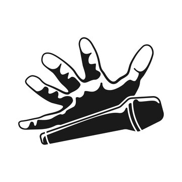 Hand dropping microphone for mic drop concept in vector icon