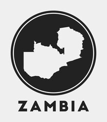Zambia icon. Round logo with country map and title. Stylish Zambia badge with map. Vector illustration.