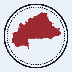 Burkina Faso round stamp. Round logo with country map and title. Stylish minimal Burkina Faso badge with map. Vector illustration.