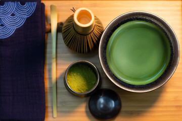 Obraz na płótnie Canvas Organic matcha green tea set