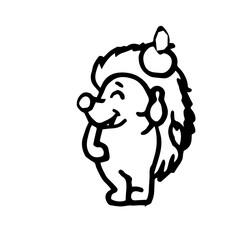 Cheerful funny hedgehog. illustration. Cartoon sketch style. Hand outline drawing of animal. vector