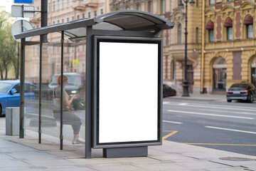 Outdoor advertising mockup for advertising in the bus shelter