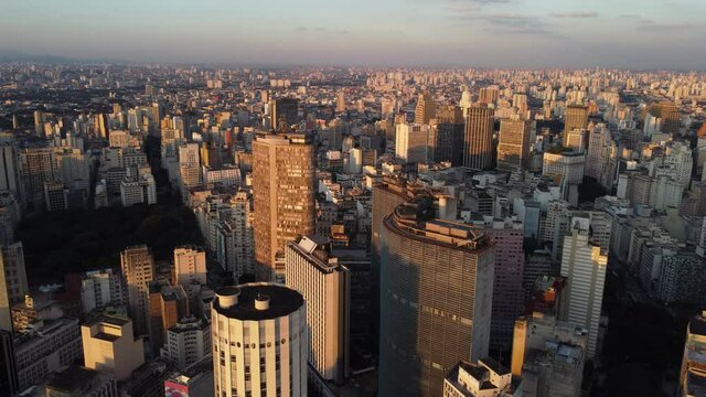 Aerial view of downtown Sao Paulo, Brazil, during a sunny afternoon.