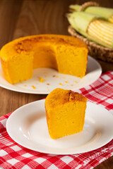 Delicious corn cake on the table.