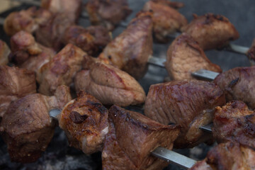 fried kebabs on skewers