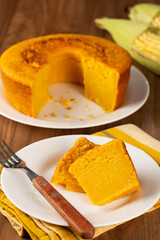 Delicious corn cake on the table.